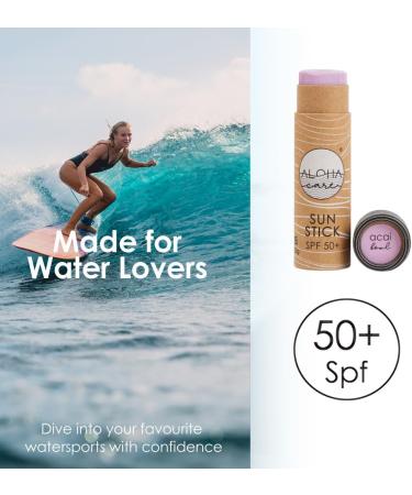  Aloha Care Aloha Sun Stick SPF 50+ | Mineral facial sunscreen for surfing | Eco Paper Stick 20 g (purple) - Buy Online on GoSupps.com
