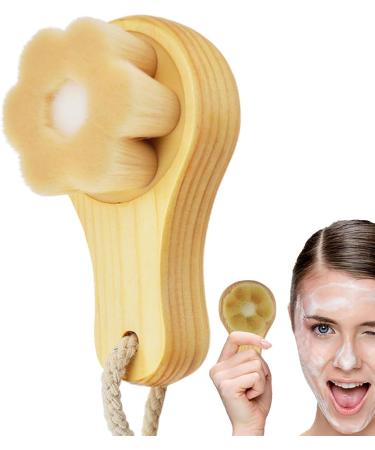 Manual Facial Cleanser Brush - Plum Blossom Shape Wood Facial Pore Cleanser for Women | Makeup Remover & Deep Cleansing - Buy Online on GoSupps.com