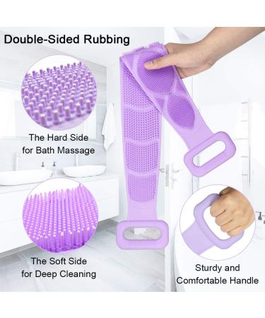 Homid Silicone Back Scrubber for Shower - Exfoliating Bath Body Brush with Double Sided Handle & Foot Scrubber - Long Bath Strap for Back Cleaning - Green - Buy Online on GoSupps.com