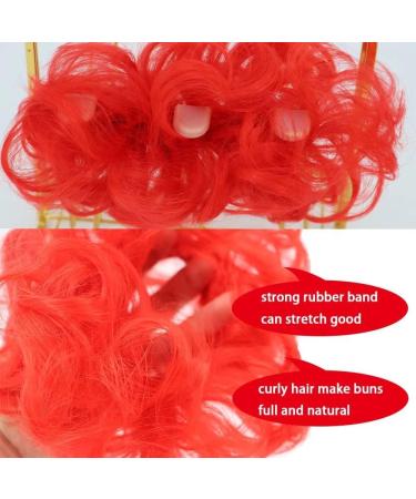 iLUU Women's Red Color Scrunchy Updo Wavy Hair Bun Messy Elastic Chignons Synthetic Hairpiece Wig Curly Hair Extension Scrunchies for Women Girl Lady (#113 Bright Red 2pcs/pack) #113-red - Buy Online on GoSupps.com
