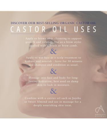 Absolute Aromas Organic Castor Oil 250ml - 100% Pure and Natural Carrier Oil - For Massage Aromatherapy and Blending Essentials Oils - Buy Online on GoSupps.com