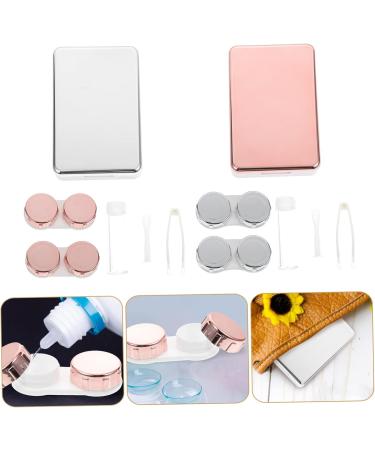 Gatuida 2 Set Mirror Color Contact Lenses Case - Travel-Friendly Eye Cosmetic Container for Household Use - 9x6.1x2.2cm - Buy Online on GoSupps.com
