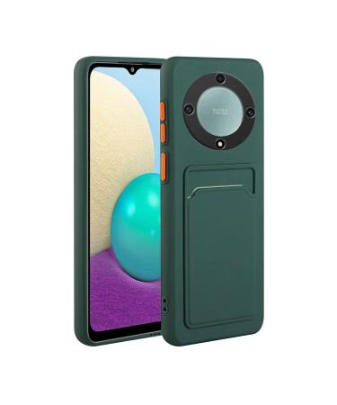 Tivenfezk Nadoli Silicone case for Honor Magic 5 Lite 5G Ultra thin shockproof scratch -resistant wallet soft TPU protective cover Mobile phone case with credit card holder Honor magic 5 Lite 5G dark green