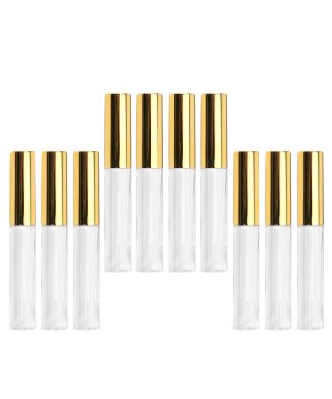 GANAZONO Lot de 10 Tubes L vres Brillants Vides 10 Ml Transparents Bouchon Dor Tube Rond en Plastique L ger pour Gloss et Huiles L vres Format Voyage Pratique
