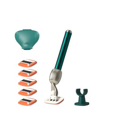 Fler the Razor Shave Set-women's razor with interchangeable shaving heads razor with bracket 6 replacement blades and protective bracket unisex-shaver razor blades with aloe vera vitamin E Pine Green