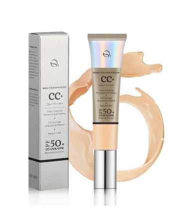 CC Cream with SPF 50+ CC Cream Foundation Colour Correcting Cream Anti-Redness and Colour Correcting Lightweight Hydrating Formula Imperfection-Covering Corrector Natural Coverage Foundation