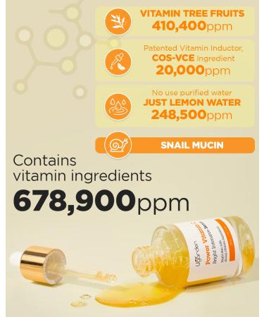 UGARDEN Power Vitamin C Serum with Snail Mucin - Hypoallergenic Skin Glow Ampoule - 1.01 fl.oz - Buy Online on GoSupps.com