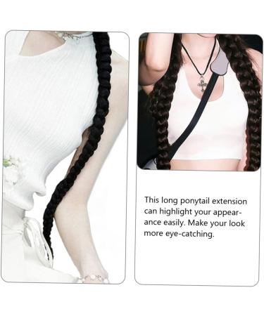 DOITOOL Braid Wig Jet Black Wig Ponytail Extension Hairpiece Real Hair Ponytail Extension Hair Extensions Decor Ladies Wigs Braids Wig European and American Headband Material - Buy Online on GoSupps.com