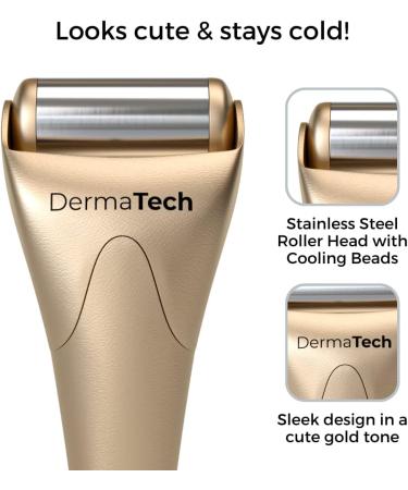Cold Therapy Facial Ice Roller | Stainless Steel Face Massager for Puffiness Relief | Aesthetic Gold Ice Roller for Face & Eyes - Buy Online on GoSupps.com