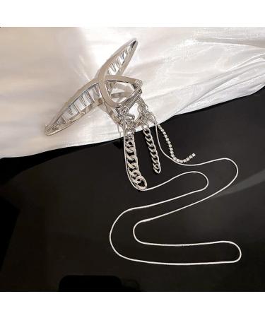 Jumwrit Geometric Silver Tassel Hair Claw Clips - Non-slip Hair Accessories for Styling Thin or Thick Hair | Fashion Hair Clamps for Women & Girls - Buy Online on GoSupps.com