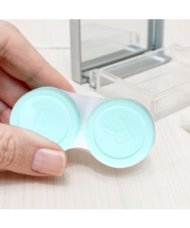 Portable Contact Lens Case with Mirror & Tweezers - Mini Love Design for Travel & Daily Use - Blue - Buy Online on GoSupps.com