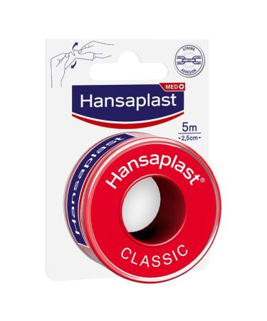 Hansaplast fixing plaster classic (5 m x 2.5 cm) tape tape for easy and safe fixation of wound bandages staple paving roll with strong adhesive.1 piece (1 Pack) - Buy Online on GoSupps.com