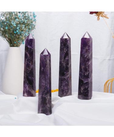 Buy Apengshi Large Natural Dream Amethyst Crystal Tower - 5.9-6.3" Faceted Chakra Wand for Healing & Meditation | Unique Home Decor Gift - Buy Online on GoSupps.com