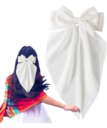 Bows for Women - Satin Elegant Hair Bows with Spring Clip | Large Decorative Hair Barrettes Multifunctional Hair Accessories for Women Females Girls Ladies White - Buy Online on GoSupps.com