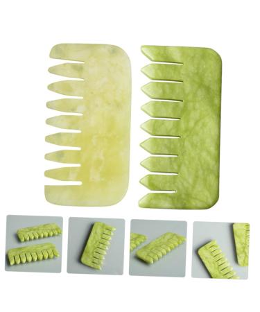 Beavorty Jade Massage Comb - Natural Gua Sha Tools for Scalp Massage & Hair Loss Relief | Green Ridge & Yellow Jade - Buy Online on GoSupps.com