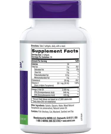 Natrol Extreme Omega 2400 mg Lemon - 60 Softgels | Heart Health & Omega-3 Support - Buy Online on GoSupps.com