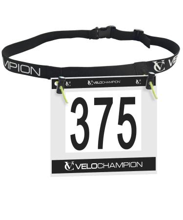 VeloChampion Running, Triathlon, Marathon Number Belt. No pins Needed. - Stretch Fit & Comfortable. No Pins Needed Run Belt
