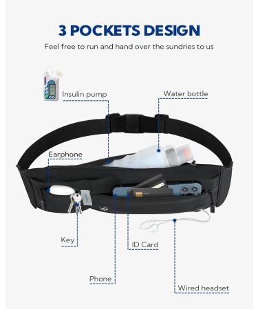 Waterfly Purps Waterproof Running Belt for Mobile Phones - Lightweight Jogging Bag for Men & Women - Black Double Layer Hip Pocket - Buy Online on GoSupps.com