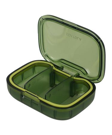 Healeved Travel Organizer Portable Case Medicine Dispenser 3 Compartments Small Case for Pocket Purse Daily Medicine Holder Container Green