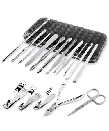 UOWGA 17 Piece Manicure Pedicure Set - Stainless Steel Nail Grooming Tools Kit with Cuticle Remover and Travel Case - Ideal Gift for Men/Women - Buy Online on GoSupps.com