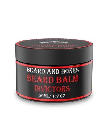 50ml Beard Balm For Men - Beard and Bones Beard Conditioner with Shea Butter Jojoba Oil Almond Oil | Nourishing Beard Moisturiser for Coarse Hair | Choice of 6 Scents (Invictors)