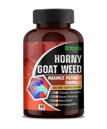 Premium Horny Goat Weed 8650mg with Tribulus Terrestris, Panax Ginseng, Ashwagandha Root, Maca Root & Others - Physical Workout, Energy Booster, Memory Support 3-Month Supply (90 Count (Pack of 1))