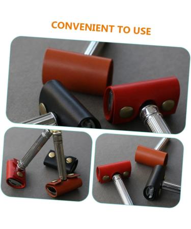 Durable Travel Razor Cover - Hakidzel 2-Piece Men's Razor Accessories | Anti-Scratch Fabric Shell | Brown 8.5x4.5cm - Buy Online on GoSupps.com