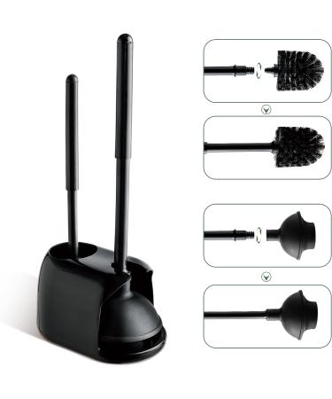 Eyliden 2-in-1 Toilet Plunger and Brush Set with Holder - Bathroom Cleaning Combo (Black) - Buy Online on GoSupps.com