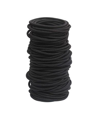 GOSICUKA 120 pcs Black Hair Elastic for Thick and Curly No Metal Hair Ties Value Pack (3mm)