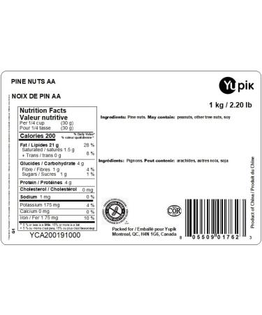Yupik Pine Nuts 1 kg Raw Gluten-Free Kosher Raw Nuts Smooth & Creamy Pine Kernels Shelled Unsalted Unroasted Oil-Free Source of Iron Ideal for Cooking & Baking 1 kg (Pack of 1) - Buy Online on GoSupps.com