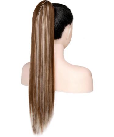 Cybelleza 22inch Ponytail Hair Extensions Ponytail Claw Jaw on Long Straight Pony Tails Clip in Hair Extensions Synthetic Hair pieces for Women (Golden Brown & Bleach Blonde) 22" Golden Brown&Bleach Blonde - Buy Online on GoSupps.com