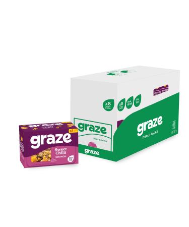 Graze - Sweet Chilli Crunch Snacks - Healthy Snacks Alternative for Crisps Mixed Nuts & Pretzels -Ideal if you Love Corn Broad beans and Corn hoops mixed Savoury Vegan Snacks (24x28g)
