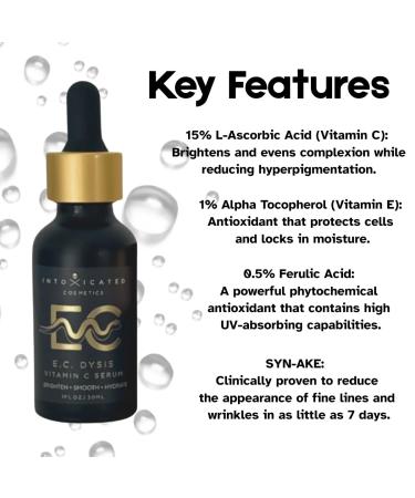 Intoxicated Cosmetics E.C. Dysis Serum 30ml - Anti-Aging & Brightening Vitamin C and E Serum for All Skin Types - Buy Online on GoSupps.com