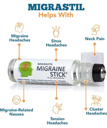Migrastil Migraine Stick - Fast Cooling Headache Relief Roll-On with Peppermint Essential Oil | Made in USA by Basic Vigor - Buy Online on GoSupps.com