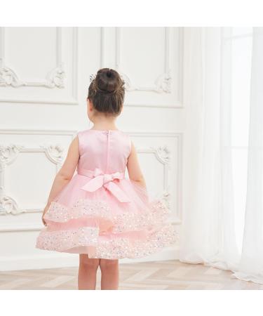 Miipat Baby Girl Sequin Tulle Party Dress 4-5 Years Pink | Formal Princess Birthday Wedding Pageant Toddler Girls Dress - Buy Online on GoSupps.com