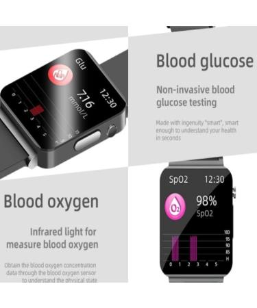 Non-Invasive Blood Sugar Monitor Smart Watch - Diabetic Glucose & Oxygen Tracking (Black) - Buy Online on GoSupps.com