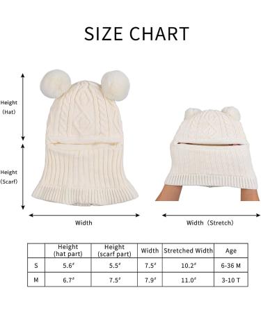 XIAOHAWANG Winter Baby Hood Hat with Fleece Lining and Earflaps - White Pompom | for Toddler Boys and Girls 6-24 Months - Buy Online on GoSupps.com