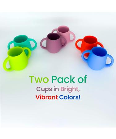 SiliLife Silicone Baby Cups 2 Pack | BPA Free & Food-Grade Safe | Easy-Grip Handles for Self-Feeding | Electric Blue/Coral Red - Buy Online on GoSupps.com