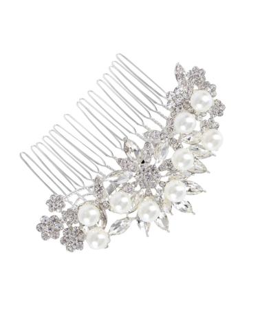 Beaupretty Silver Bridal Hair Comb Clip Pearl Hair Comb Bride Wedding Hair Comb Wedding Hair Pieces for Brides Women Random Style