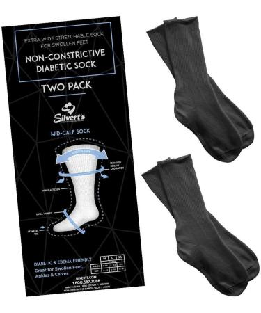 Silverts Extra Wide Edema Diabetic Socks - Medium Black | Men's & Women's Disabled Elderly Needs - Buy Online on GoSupps.com