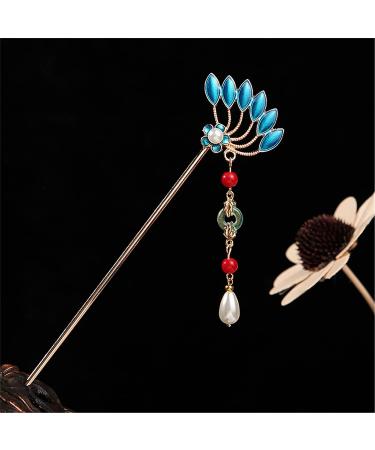 Chinese Hair Chopsticks 2PCS Hair Stick Butterfly and Pteris Pearl Hair Pins Vintage Chignon Hair Accessories with Tassel - Set of 2 - Buy Online on GoSupps.com