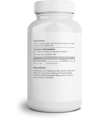 Hey Nutrition CoEnzyme Q10 Supplement - 100mg Premium Ubiquinone - Antioxidant Boost - Vital Organ Nutrition - Non-GMO - UK Made - 60 Softgels - Buy Online on GoSupps.com