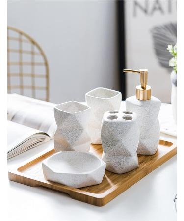 Soap Dispenser Lotion Dispensers Simple Ceramic Wash Bathroom 6 Piece Set Diamond Lotion Bottle Wash Set Liquid Soap Bathroom Countertop Gift Set (Color : White) (White) - Buy Online on GoSupps.com