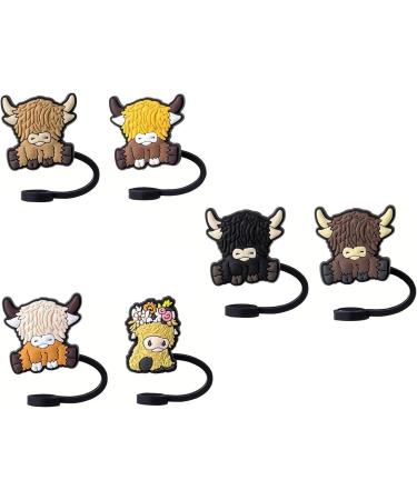 6 Pcs Dustproof Straw Cover Cap Set Cow Shape Straw Lids Colorful Straw Stopper Jewelry for Water - Buy Online on GoSupps.com