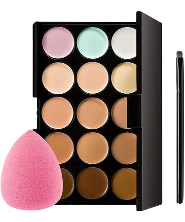 REMEK Cream Concealers Pure Full Coverage Cosmetic Cream Makeup Kit | Makeup Concealer 15 Colours and 1 Makeup Brushes and 1 Puff Egg - Buy Online on GoSupps.com