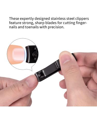 FIXBODY Black Stainless Steel Nail Clipper Set with Nail File - Sharp Fingernail & Toenail Clippers in Leather Case - Perfect Gift for Men and Women (Set of 3) - Buy Online on GoSupps.com