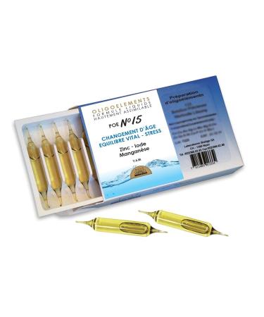 POE N°15 Menoligoligo Preparations Zinc, Iodine, Manganese, Magnesium - Yam - 20 Ampoules of 2 ml - Bioligo