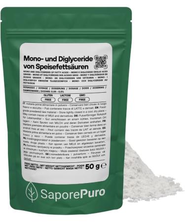 Saporepuro MONO AND DIGLYCERIDES OF FATTY ACIDS 50g - vegetable origin - emulsifier ideal for ice cream sorbets pastries p
