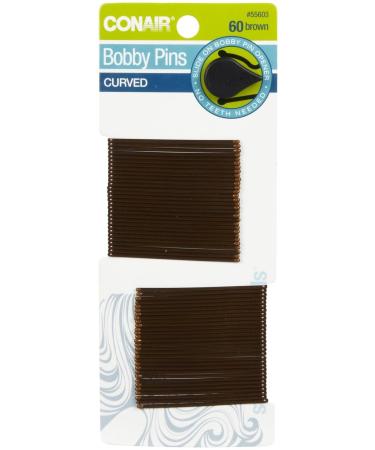 Conair Curve Bobby Pins, Brown Brown 60 Count (Pack of 1)