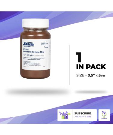 Dukal Iodoform Impregnated Wound Packing Strips 1/2 x 5 Yards - Sterile Gauze for Infected Wounds - Buy Online on GoSupps.com